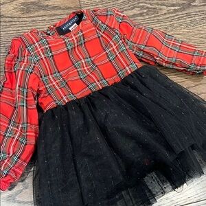 Andy & Evan Red Plaid Dress with Black Tulle Skirt 12-18 months baby sale